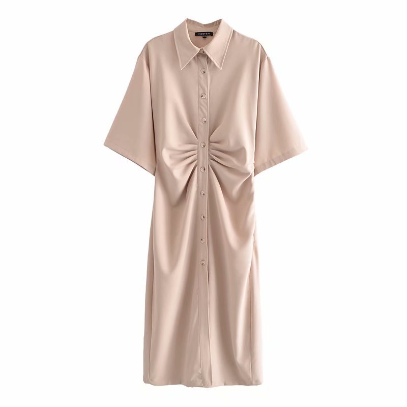 satin button down style drape dress Buy Women's Sexy Long Sleeve Satin Blouse Dresses Solid Button Down Draped Belt Ruched Loose Mini Shirt Dress, Emerald Green, Medium at Amazon.in