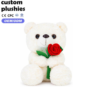 Orsacchiotto di Peluche Bianco all'Ingrosso con Decorazione Rosa Rossa <span class=keywords><strong>e</strong></span> Occhi in Plastica per Regalo del Memorial Day - Product Image 1
