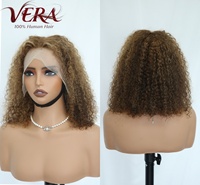 Rambut Manusia Remy 12A Grosir, Wig Bob Keriting Pendek 13x4 Lace Front dengan Kepadatan 200% Premium Mewah Highlight P4/27 untuk Wanita