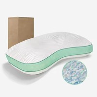 Modernes Atmungsaktives Bambus-Nackenkissen in Queensize, Doppelseitig mit Zerkleinertem Kühlendem Memory-Schaum und Wasserdichter Kühlgel-Schicht