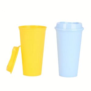 Colorful <b>Reusable</b> Leak Proof Travel Mug 16oz PP Insulated Coffee <b>Cup</b> Multiple Colors Custom Logo for Office Home Commute Camping - Product Image 2