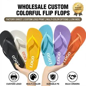 Chanclas de PE Coloridas con Logotipo Personalizado al por Mayor, Sandalias de Playa de Verano Directas de Fábrica, Pantuflas Promocionales - Product Image 1