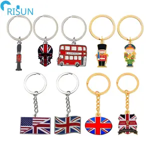 Porte-clés personnalisé de la garde royale de la reine Angleterre Grande-Bretagne Royaume-Uni Union Jack Porte-clés de bus de Londres Porte-clés