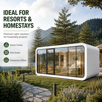 Capsule spatiale design Apple Cabin, maison modulaire préfabriquée avec fenêtre panoramique pour hôtel de glamping et complexe hôtelier