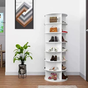 Estante Giratorio de <span class=keywords><strong>Madera</strong></span> Moderno de Varios Niveles para Exhibición de Zapatos y Bolsos, Estante de Almacenamiento Multiusos Independiente para Sala de Estar - Product Image 1