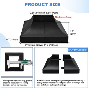 Cubierta de base de poste de plástico PP para poste cuadrado de 2.5 pulgadas, embellecedor de falda de valla duradero y ecológico - Product Image 2
