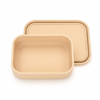 Boîte de conservation alimentaire compacte 17,5 cm, compatible micro-ondes, réutilisable, avec couvercle hermétique, pour le bureau, les étudiants, les voyages, boîte à lunch carrée en silicone
