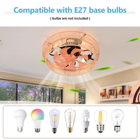 Nouveautés Plafonnier ventilateur LED en cage avec télécommande, en corde de chanvre, style Ferme, moteur DC, pour salle à manger, chambre, bureau