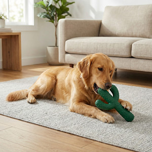 ของเล่นสุนัขแบบอินเทอร์แอคทีฟ ทนทานต่อการกัด ทำจากยางรูปทรงกระบองเพชร สำหรับฝึกสุนัขและทำความสะอาดฟัน - Product Image 6