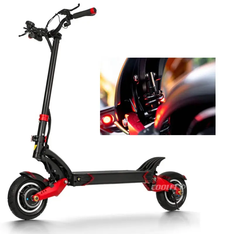 COOLFLY Skuter E-scooter, E-scooter Terbaru 52V 2000W 2400W 18.2AH Max Kecepatan 65Km/Jam Kuat La Trottinette Dualtron X Varla E Scooter