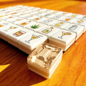 Jeu de tuiles de <span class=keywords><strong>mahjong</strong></span> 3D à quatre couches, tuiles vertes à facettes, magnifiques pierres précieuses bleues, 160 tuiles de <span class=keywords><strong>mahjong</strong></span> en acrylique américain de qualité supérieure - Product Image 4