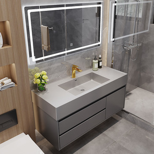 Ensemble de meuble de salle de bain de style minimaliste moderne, lavabo intégré en ardoise - Product Image 5