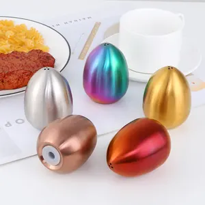 Mini tarro de especias en forma de huevo de acero inoxidable, accesorios de cocina, salero, pimienta