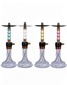 Glass <b>Hookah</b> with Metal Base Portable Water <b>Pipe</b> Transparent Base Bowl Stand for Lounge and Party - Product Image 1