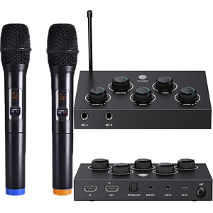 Hệ thống micro không dây karaoke HD, bộ trộn âm thanh, card âm thanh quang học, micro cho PC, TV, tiệc tùng, micro không dây động, bộ trộn karaoke - Product Image 4