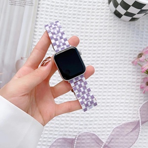 Bracelet de montre en résine Upro Fashion pour Apple Watch Series 10 9 8 SE Ultra 3, bracelet de montre intelligente imprimé à carreaux pour femmes - Product Image 4