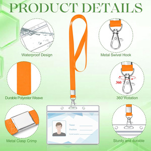 Heat transfer logo design, polyester 1.5cm lanyard, transparent plastic horizontal name tag badge, <b>ID</b> card <b>holder</b>. - Product Image 4