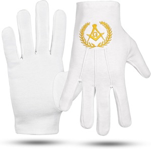 Guantes de Algodón Grandes Dorados Uzair Umair Masonic Past Master, 2 Pares, 100% Algodón, Blancos en Venta - Product Image 5