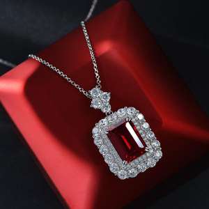 Wholesale 10x14mm <b>925</b> Sterling <b>Silver</b> Diamond Zircon Pendant <b>Necklace</b> for Female - Product Image 3