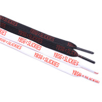 Lacets plats personnalisés avec impression de lettres de marque, texte blanc et rouge imprimé, pour baskets streetwear