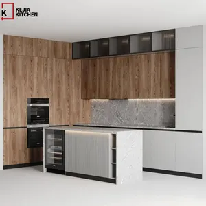 KEJIA modüler cila veya bitiş modeli UV melamin MDF için en iyi Modern tasarım fikir mutfak dolapları