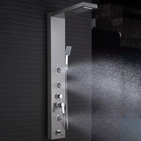 Ensemble de panneau de douche robinet noir en acier inoxydable 304 avec pommeau de douche à cascade, pulvérisateur à main, massage corporel