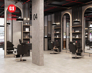 Support de barbier moderne personnalisé pour l'ameublement intérieur de salons de coiffure de luxe |   Vitrine de présentation pour salon de coiffure masculin - Product Image 5