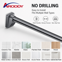 ARODDY OEM ODM Factory Barre télescopique de tension noire sans outil de 1 à 2,6 m pour séparateur de pièce en acier