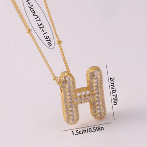 Lujo nuevo 26 inglés letra enlace cadena collar moda mujer gargantilla con circón cristal al por mayor para mujeres - Product Image 4