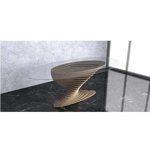 Bureau de travail en bois paramétrique à design ondulé 3D fait main, prix abordable, amovible, léger, moderne, qualité d'exportation, décoration d'intérieur - Product Image 1