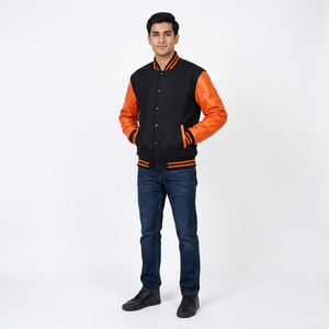 Custom Logo Wool Chenille Embroidery <b>Baseball</b> Letterman Collage <b>Jackets</b> <b>Men</b> Vintage Blank Stand Collar Breathable Varsity Winter - Product Image 1