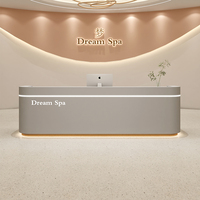 Bureau d'accueil en bois simple et moderne pour clinique dentaire Salon de beauté Studio de yoga Centre de soins post-partum Classe de danse Front d'entreprise