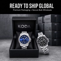 Montre à quartz de luxe pour homme, lunette rotative dorée, cadran bleu, aiguilles lumineuses, étanche, affichage de la date, logo personnalisé OEM