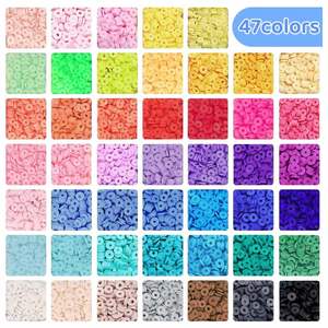 Kit de Fabricación de Joyas DIY de 47 Colores y 6000 Piezas, 2 Cajas de Cuentas Heishi de Arcilla Polimérica Planas y Redondas con Hilo Elástico - Product Image 3
