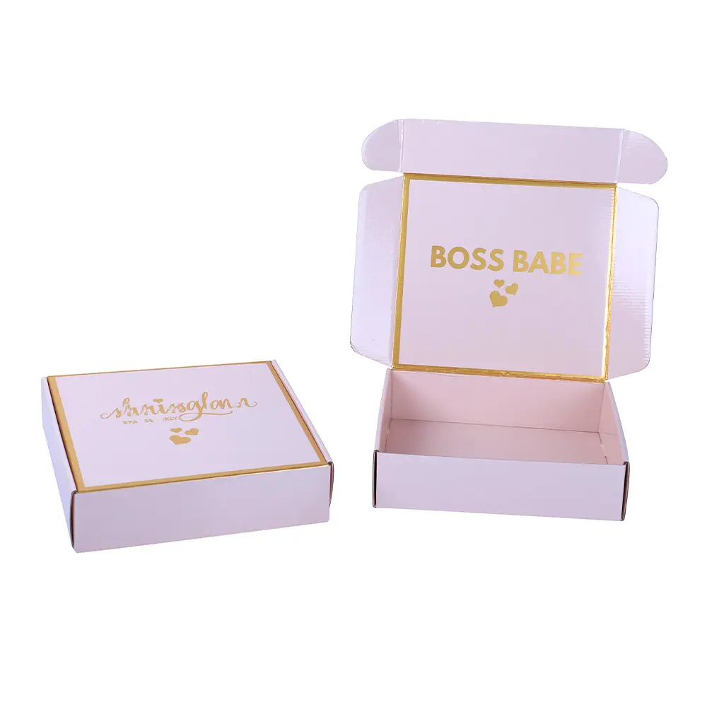 Cajas de papel persiana de belleza cosmética sorpresa personalizada para cosméticos embalaje correo Rosa Mini cajas de papel