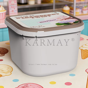 <b>Chocolate</b> Ice Cream <b>Tubs</b> Gelato 2Ltr 1.8 Quart Plastic Containers Reusable Freezer Storage <b>Tubs</b> with Lids and security lock IML - Product Image 4