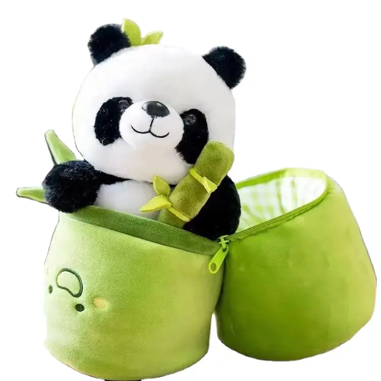 Boneka panda bambu Pop Kawaii lucu kartun hewan lembut kucing Panda beruang kutub hiu ramah lingkungan boneka Panda harga pabrik