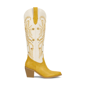 WETKISS <span class=keywords><strong>Stivali</strong></span> Estivi <span class=keywords><strong>Bianchi</strong></span> da Donna con Tacco Basso, <span class=keywords><strong>Stivali</strong></span> al Ginocchio Stile Cowgirl con Ricamo a Farfalla e Borchie - Product Image 2