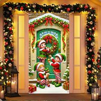 Housse de porte de Noël Bonhomme de neige, bannière suspendue pour cadeau d'hiver, décorations de Noël personnalisables pour porte d'entrée intérieure ou extérieure