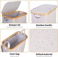 Panier à linge pliable et fin de 60 L, personnalisable en usine, avec couvercle et poignées en bambou, pour vêtements, jouets et serviettes