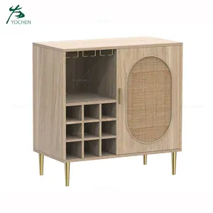 Luxury wooden home wine bar display cabinet bar cabinet wine cabinet wood with rack insert