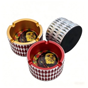 <span class=keywords><strong>Cendrier</strong></span> rond en alliage d'aluminium avec motif <span class=keywords><strong>Bob</strong></span> <span class=keywords><strong>Marley</strong></span> en résine époxy, cylindrique, gaufré diamant, pour cigares - Product Image 1