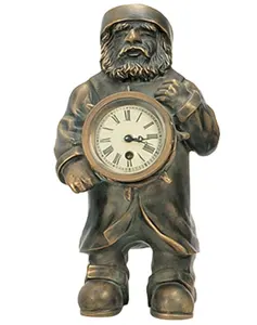Orologio/orologio da tavolo con movimento meccanico imitato bronzo antico/ottone Design nonno per uso domestico