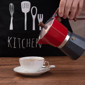 <span class=keywords><strong>Caffettiera</strong></span> Moka Rossa in Alluminio con Manico in Legno, per Espresso da Fornello, con <span class=keywords><strong>Valvola</strong></span> di Sicurezza per il Rilascio della Pressione - Product Image 6