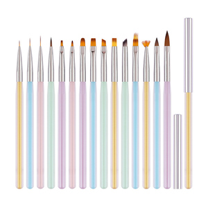 Ensemble de pinceaux à ongles en nylon rose, violet, bleu, pour décoration florale, liner, ovales, ronds, pour gel et ombrage - Product Image 1
