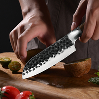 Couteau Santoku japonais Grandsharp de haute qualité, forgé à la main, en acier inoxydable à haute teneur en carbone 5Cr15MoV