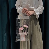 Mini-boîte cadeau en carton rose en forme de trompette, portable, pour bouquet de fleurs individuelles, emballage artisanal DIY