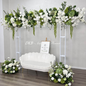 हरे रंग की सफेद शादी के फूलों की सजावट के लिए कृत्रिम फूलों की व्यवस्था, फोटो बूथ पृष्ठभूमि - Product Image 3