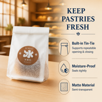 Sac d'emballage alimentaire en papier blanc pour pain et gâteaux, résistant à la graisse, thermoscellable, avec fenêtre, à fermeture enroulable, style japonais