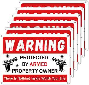 Segno di pistola per la <span class=keywords><strong>sicurezza</strong></span> della casa, impermeabile facile da leggere protetto dal proprietario di proprietà armato etichetta <span class=keywords><strong>privata</strong></span> per casa giardino giardino - Product Image 3